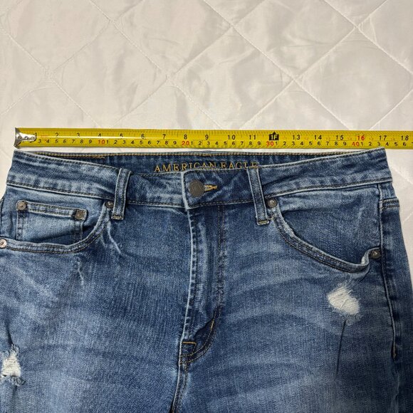 American Eagle Next Level Flex Slim Jeans Mens 34x34 Blue Distressed Stretch - Picture 11 of 14